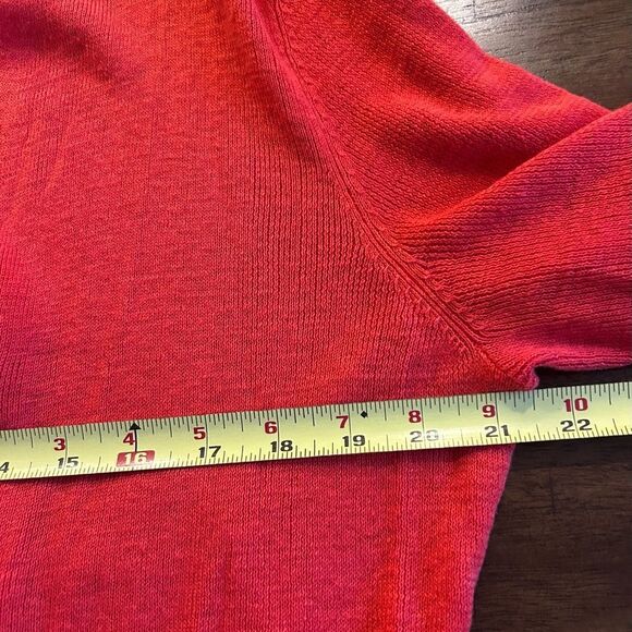Eileen Fisher Bright Coral 100% Linen Open Front Cardigan Sweater Size Large - Picture 6 of 8